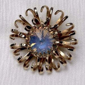 Sarah Coventry 1965 Mystic Blue Rivoli Brooch and earrings